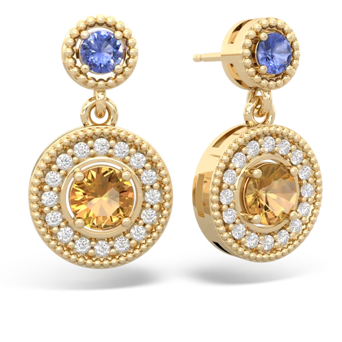 tanzanite-citrine halo earrings
