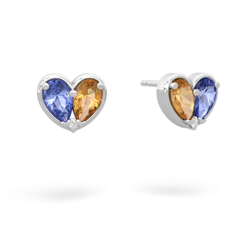 tanzanite-citrine one heart earrings