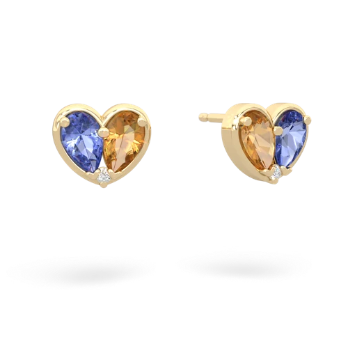 tanzanite-citrine one heart earrings