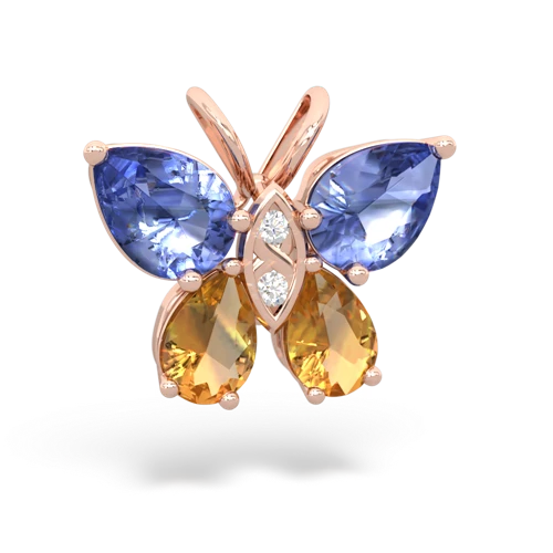 tanzanite-citrine butterfly pendant