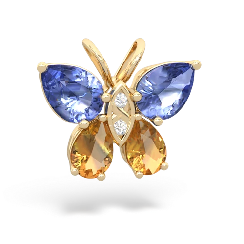 tanzanite-citrine butterfly pendant