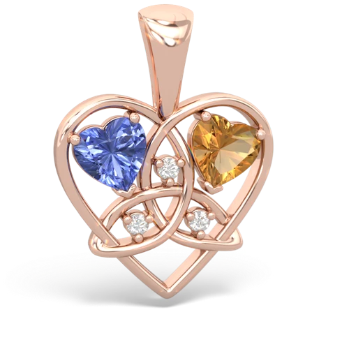 tanzanite-citrine celtic heart pendant