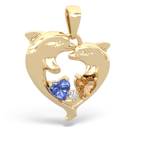 tanzanite-citrine dolphins pendant