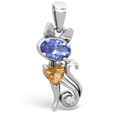 tanzanite-citrine kitten pendant