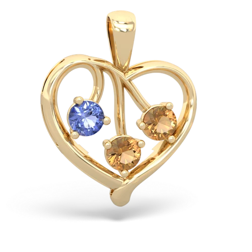 tanzanite-citrine love heart pendant