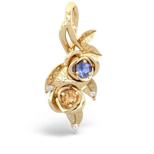 tanzanite-citrine rose vine pendant