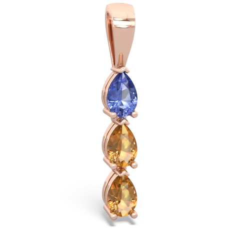 Tanzanite Genuine Tanzanite with Genuine Citrine and Lab Created Pink Sapphire Three Stone pendant Pendant