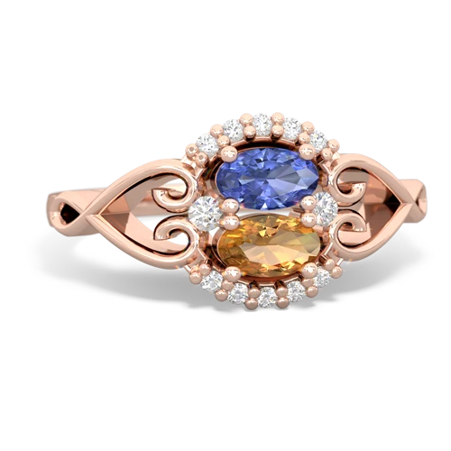 tanzanite-citrine antique keepsake ring