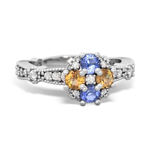 tanzanite-citrine art deco engagement ring