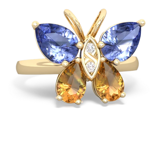 tanzanite-citrine butterfly ring