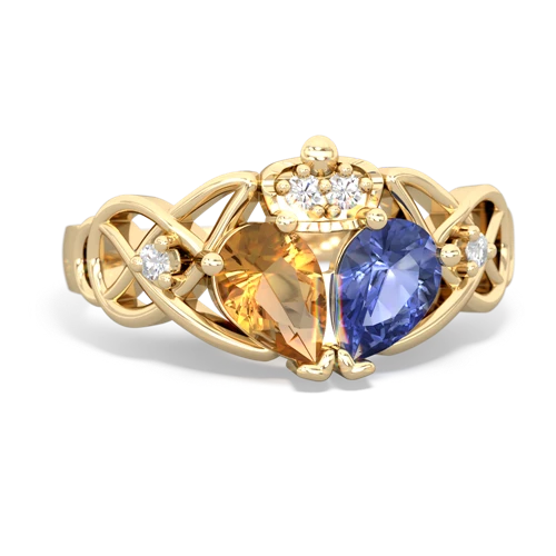 tanzanite-citrine claddagh ring