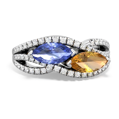 tanzanite-citrine double heart ring