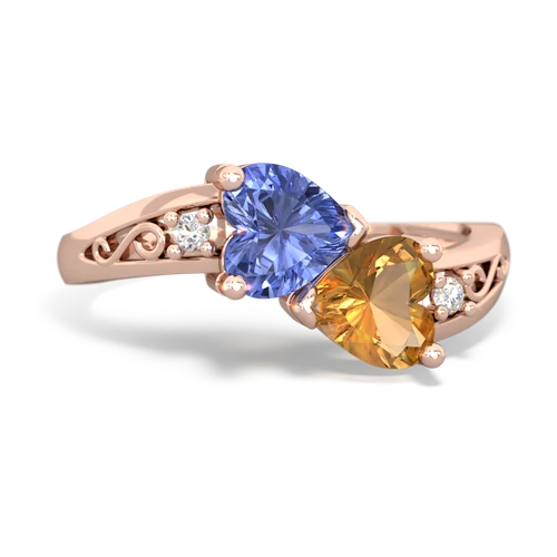 tanzanite-citrine filligree ring