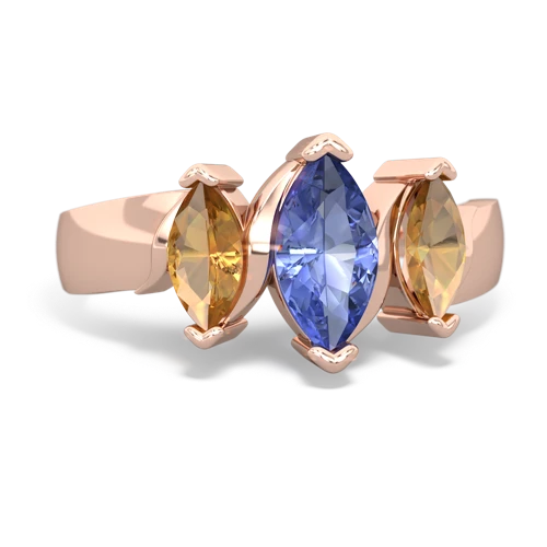 Tanzanite Genuine Tanzanite with Genuine Citrine and Lab Created Pink Sapphire Three Peeks ring Ring