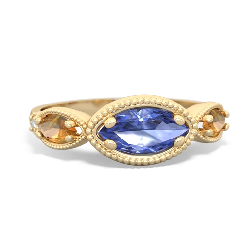 tanzanite-citrine milgrain marquise ring