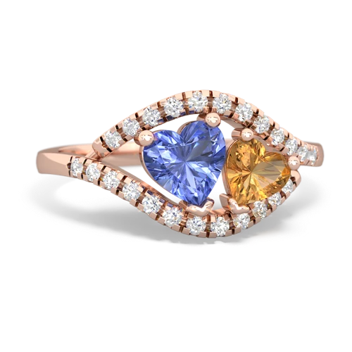 tanzanite-citrine mother child ring