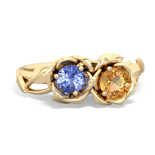 tanzanite-citrine roses ring