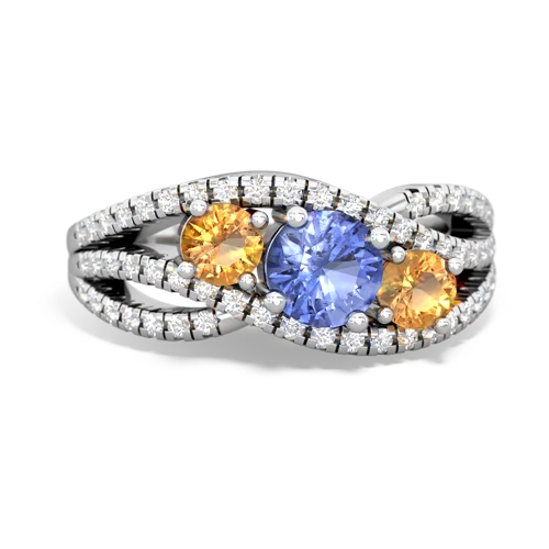 tanzanite-citrine three stone pave ring