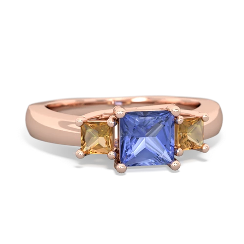 Tanzanite Genuine Tanzanite with Genuine Citrine and Lab Created Pink Sapphire Three Stone Trellis ring Ring