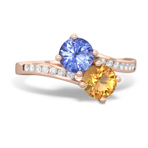 tanzanite-citrine two stone channel ring