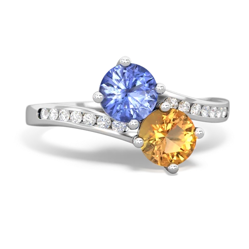 tanzanite-citrine two stone channel ring