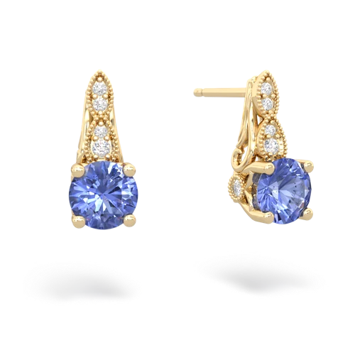 tanzanite halo drop earrings