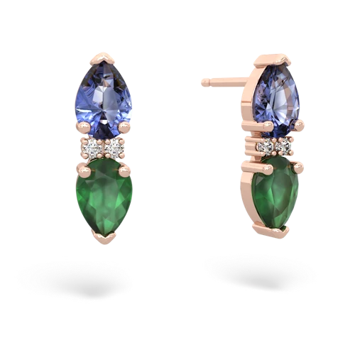 tanzanite-emerald bowtie earrings