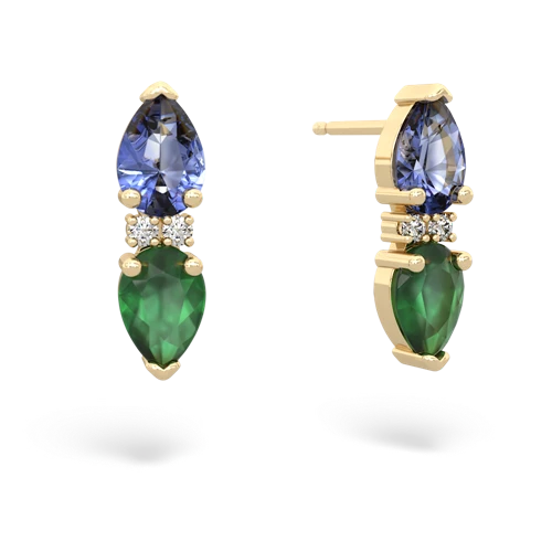 tanzanite-emerald bowtie earrings