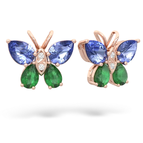 tanzanite-emerald butterfly earrings