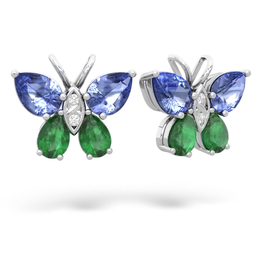 tanzanite-emerald butterfly earrings