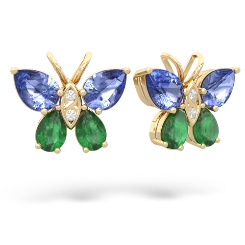 tanzanite-emerald butterfly earrings