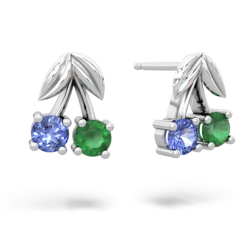 tanzanite-emerald cherries earrings