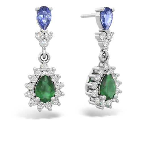 tanzanite-emerald dangle earrings