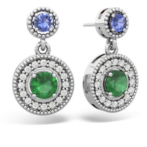 tanzanite-emerald halo earrings