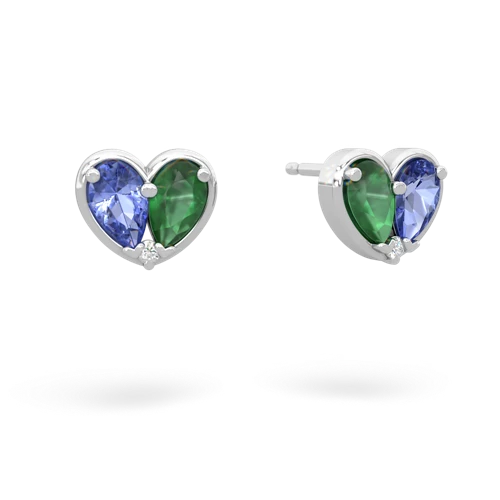 tanzanite-emerald one heart earrings