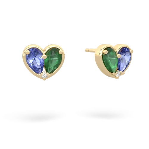 tanzanite-emerald one heart earrings