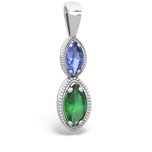tanzanite-emerald antique milgrain pendant