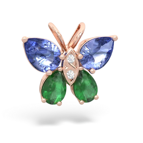 tanzanite-emerald butterfly pendant