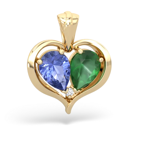 tanzanite-emerald half heart whole pendant