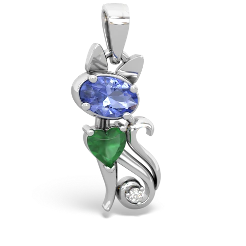 tanzanite-emerald kitten pendant