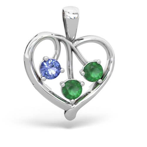 tanzanite-emerald love heart pendant