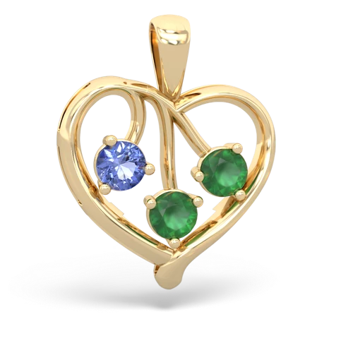 tanzanite-emerald love heart pendant
