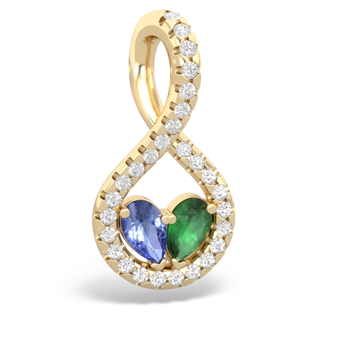 tanzanite-emerald pave twist pendant