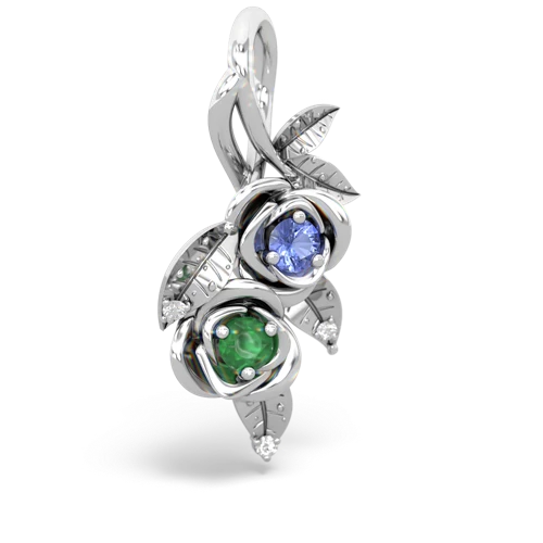 tanzanite-emerald rose vine pendant