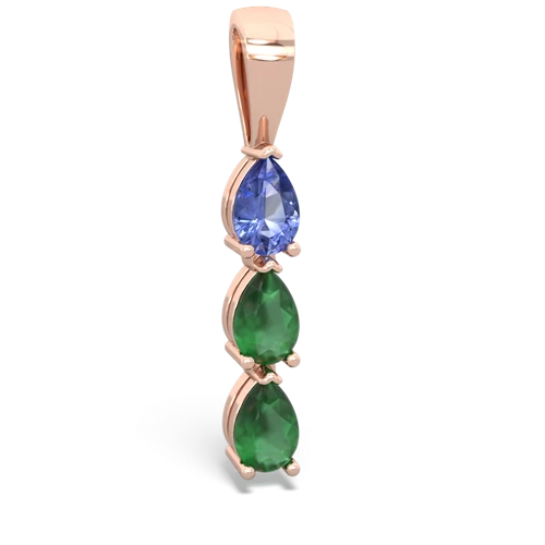 tanzanite-emerald three stone pendant
