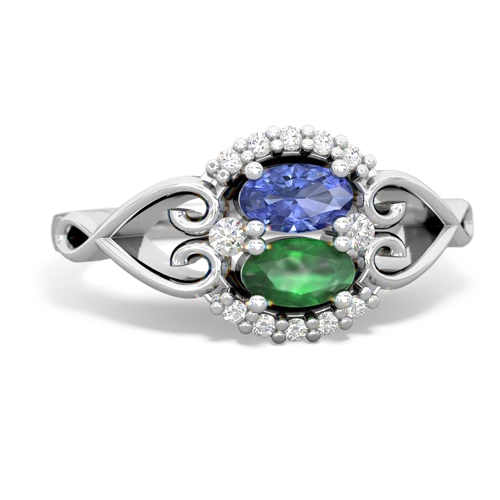 tanzanite-emerald antique keepsake ring