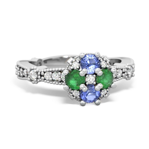 tanzanite-emerald art deco engagement ring