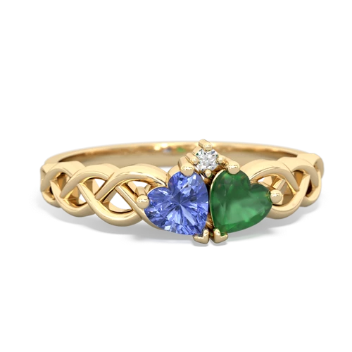 tanzanite-emerald celtic braid ring