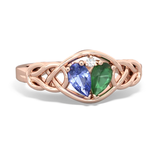 tanzanite-emerald celtic knot ring