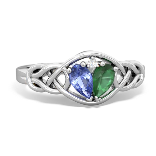 tanzanite-emerald celtic knot ring